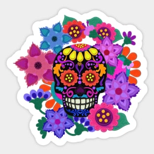 Sugar Skull Flower Wreath | Cherie's Art (c)2020 Sticker
